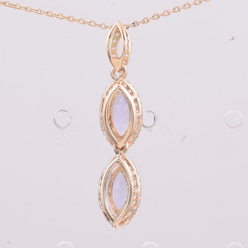 1.00 Ct Marquise Tanzanite 9K Gold Pendant - 2