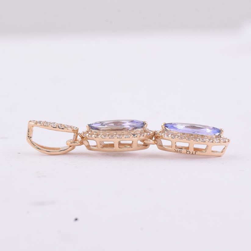 1.00 Ct Marquise Tanzanite 9K Gold Pendant - 3
