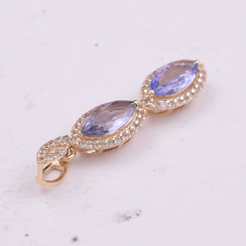 1.00 Ct Marquise Tanzanite 9K Gold Pendant - 4
