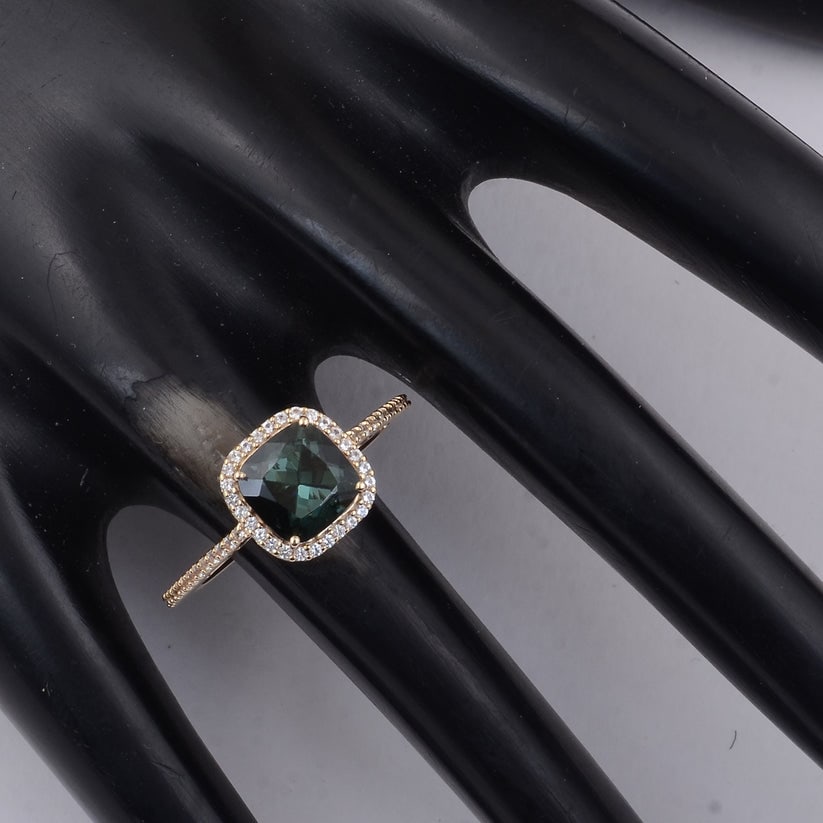 2.14 Ct Cushion Tourmaline 9K Gold Ring - 2