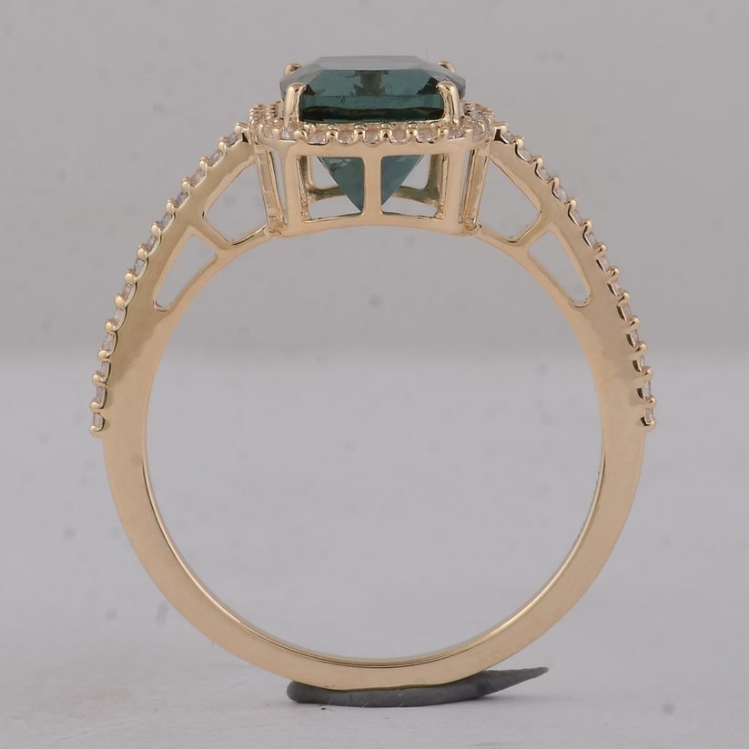 2.14 Ct Cushion Tourmaline 9K Gold Ring - 4