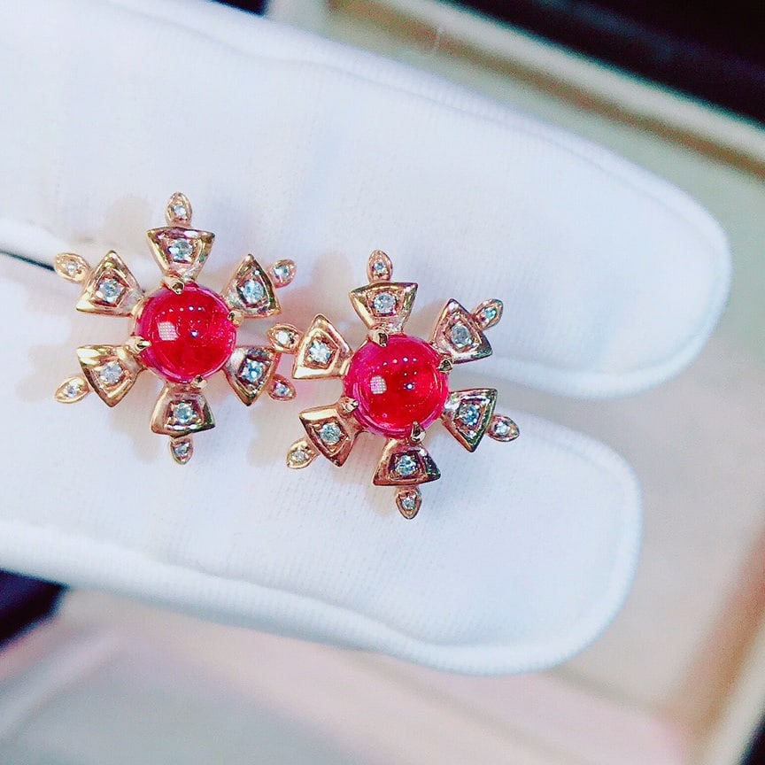 14K GOLD 1.7 CT VIVID RED NATURAL TOURMALINE & DIAMOND EARRINGS: Title:14K GOLD 1.7 CT VIVID RED NATURAL TOURMALINE & DIAMOND EARRINGS Description:Ref:230656449Gold Content:14K GoldMain Gemstone:TourmalineNumber of stones:2Shape:RoundCarat Weight:1.7ct Color:Vivid