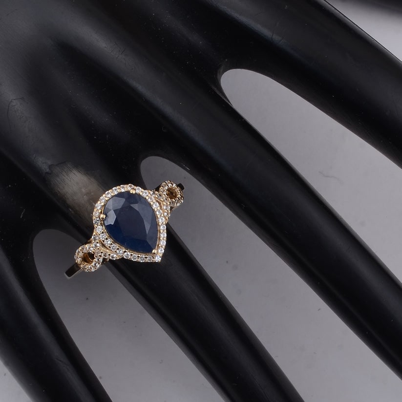 2.53 Ct Pear Sapphire 9K Gold Ring - 2