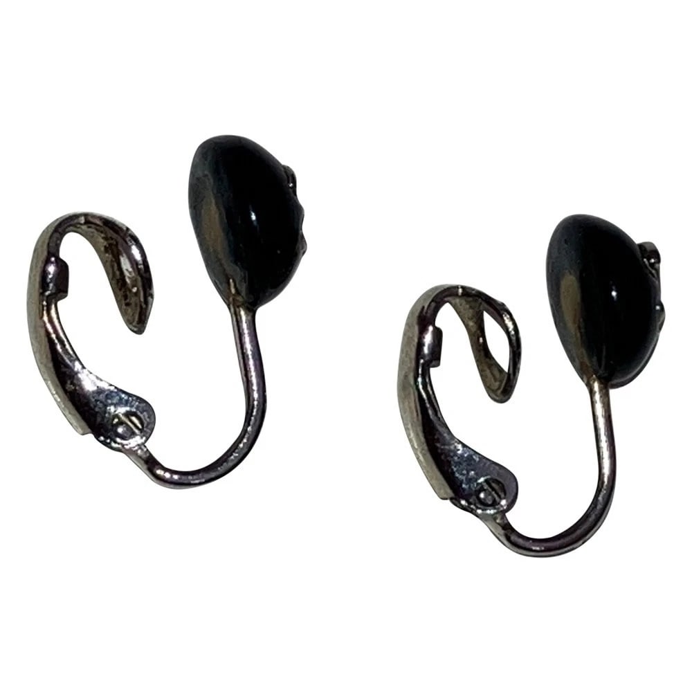 Chanel Black and Silver Coco Vintage Fashion Designer CC Clip On Earrings - 6