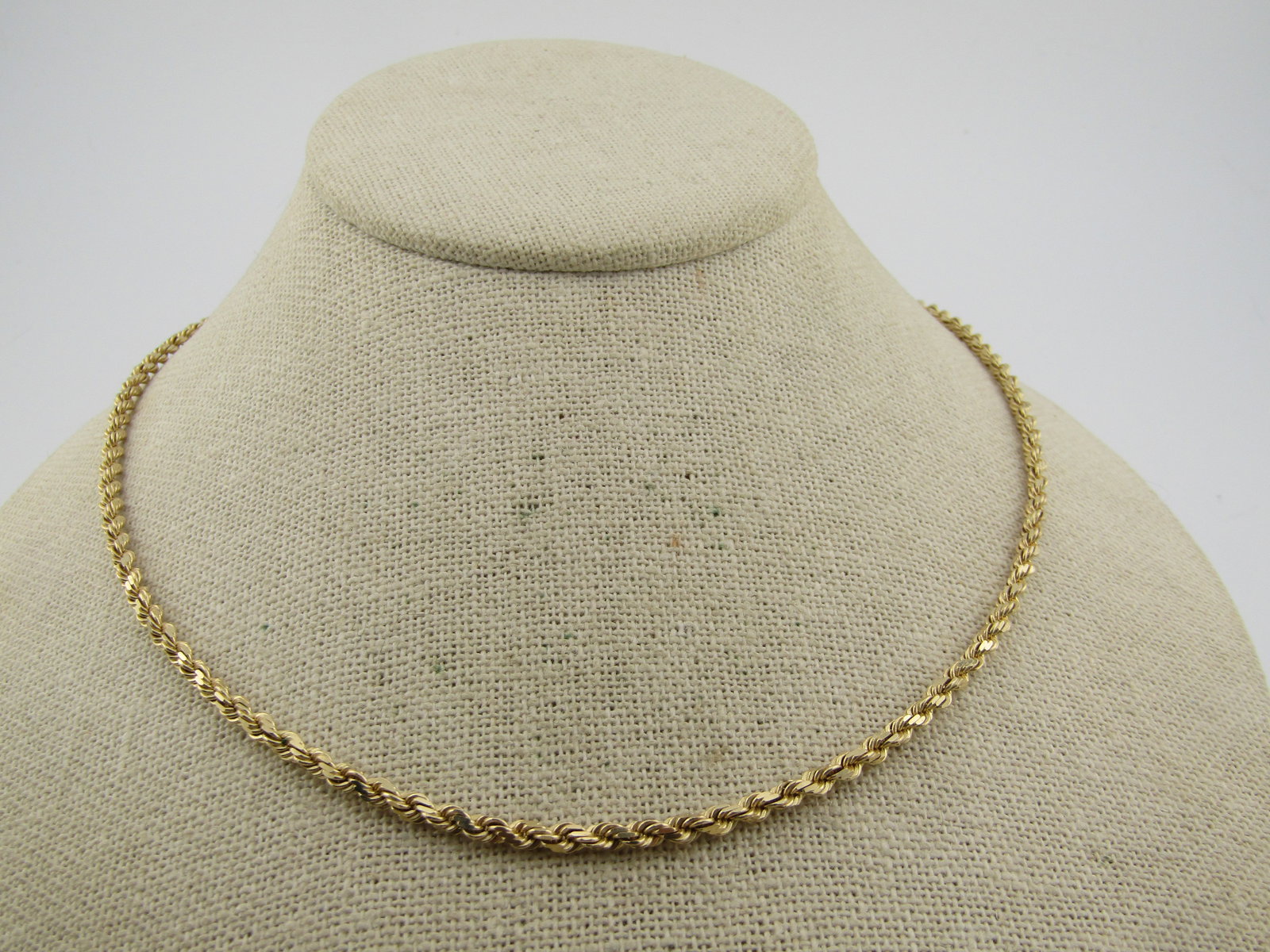 Vintage 14kt Twisted Rope Necklace, 18" Unisex, 1970's-1990's - 2