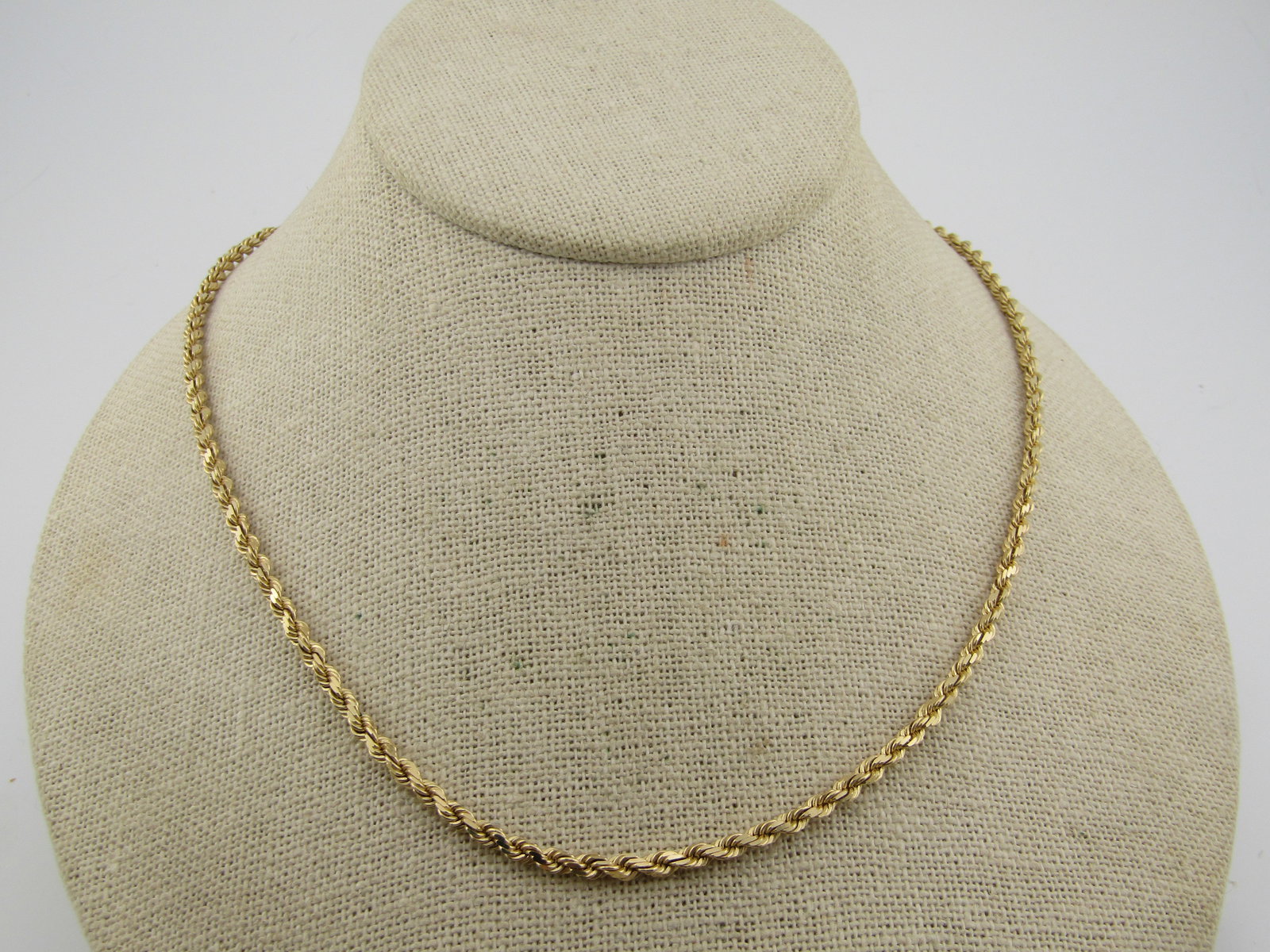 Vintage 14kt Twisted Rope Necklace, 18" Unisex, 1970's-1990's - 4