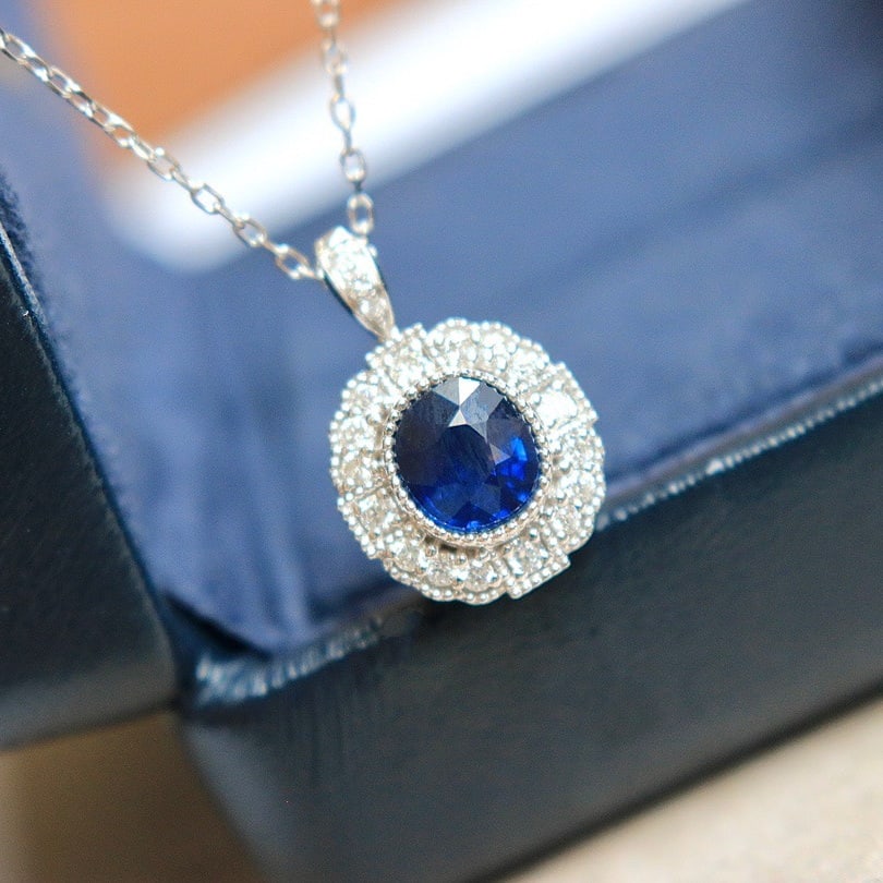 14K GOLD 1.26 CTW NATURAL SAPPHIRE & DIAMOND RING/PENDANT - 2