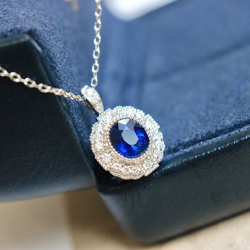 14K GOLD 1.26 CTW NATURAL SAPPHIRE & DIAMOND RING/PENDANT - 3
