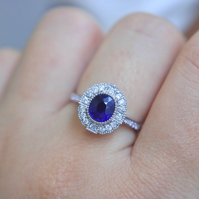 14K GOLD 1.26 CTW NATURAL SAPPHIRE & DIAMOND RING/PENDANT - 4
