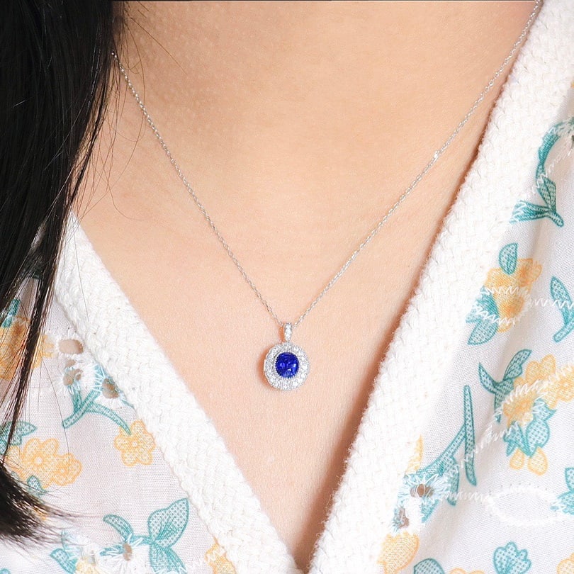 14K GOLD 1.26 CTW NATURAL SAPPHIRE & DIAMOND RING/PENDANT - 5