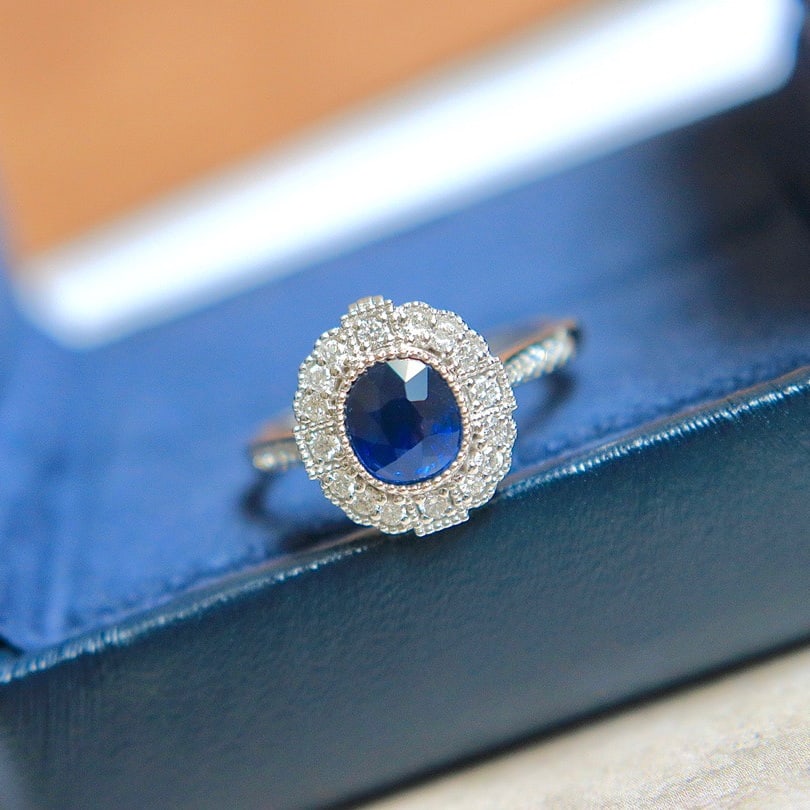 14K GOLD 1.26 CTW NATURAL SAPPHIRE & DIAMOND RING/PENDANT - 7