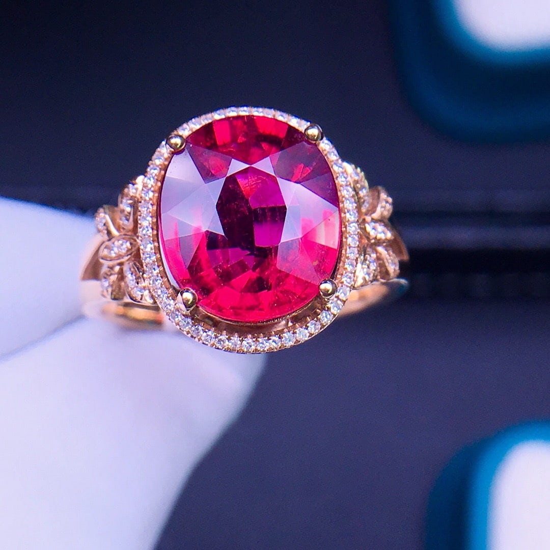 14K GOLD 4.5 CT NATURAL TOURMALINE & DIAMOND RING - 3