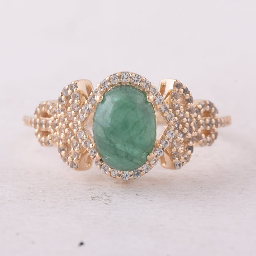 1.90 Ct Oval Emerald 9K Gold Ring (1 of 5)