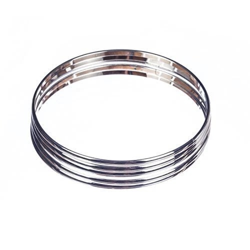 Silver Tone Smooth High Polished Bangle Set: Title:Silver Tone Smooth High Polished Bangle Set Description:Set of five bangles in shiny silver finish. Bangles have the diameter of 2 5/8?. Each bangle is almost 1/8? wide. Perfect worn alone or