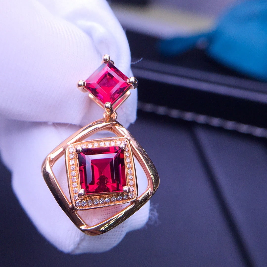 14K GOLD 3.5 CT NATURAL TOURMALINE & DIAMOND PENDANT - 6