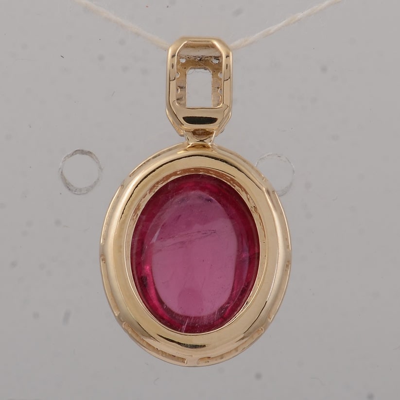 4.08 Ct Oval Tourmaline 9K Gold Pendant - 2