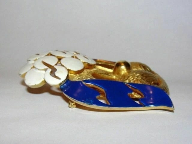 Massive Pierre Cardin 18 kt Gold Plated Enamel Poodle Head Pin - 3