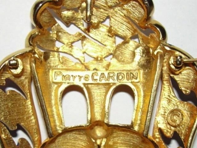 Massive Pierre Cardin 18 kt Gold Plated Enamel Poodle Head Pin - 5