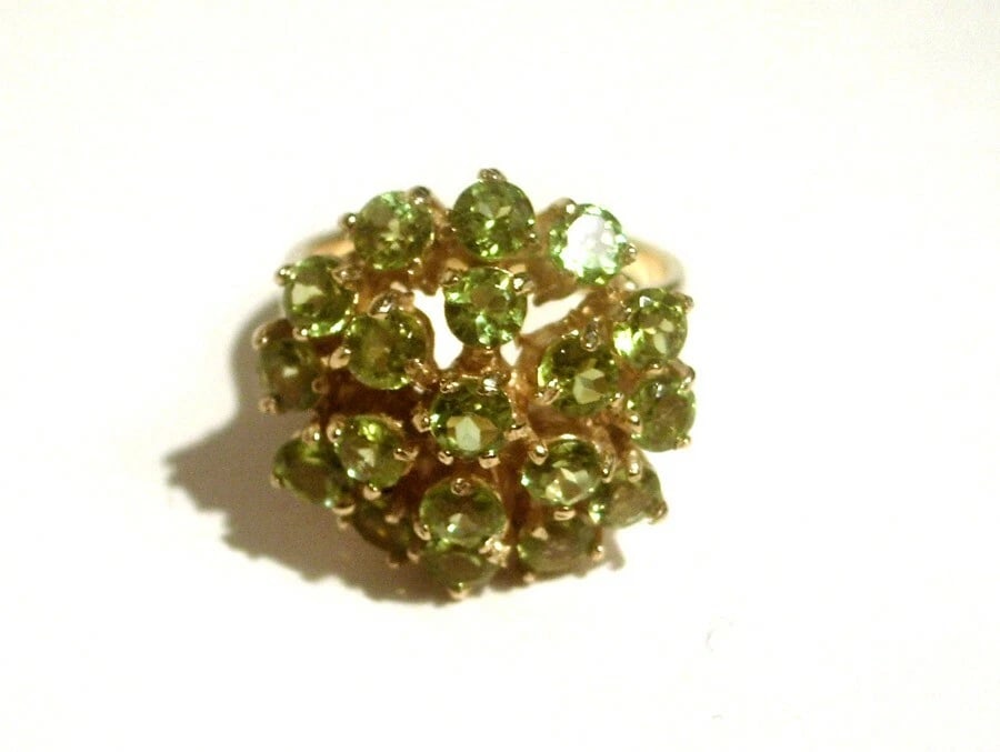 Round Cluster Sterling Silver and 18 kt Gold Vermeil Cocktail Ring with Faceted - 2