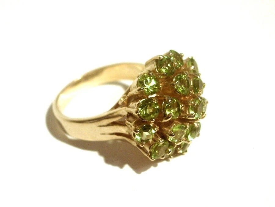 Round Cluster Sterling Silver and 18 kt Gold Vermeil Cocktail Ring with Faceted - 3