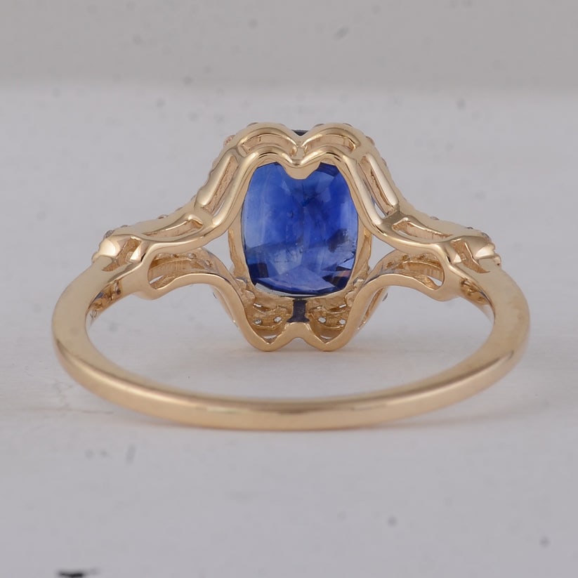 2.51 Ct Cushion Sapphire 9K Gold Ring - 3