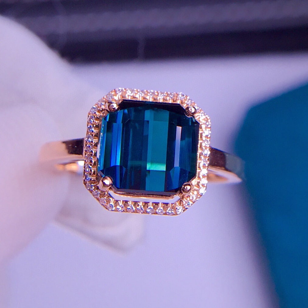 14K GOLD 3.1 CT NATURAL TOURMALINE & DIAMOND RING - 2