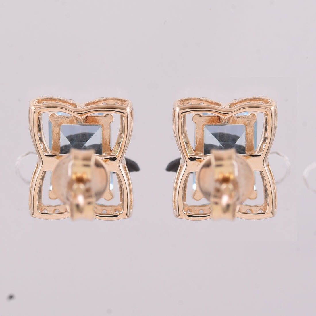 2.59 Ct Octagon Blue Topaz 9K Gold Earrings - 3