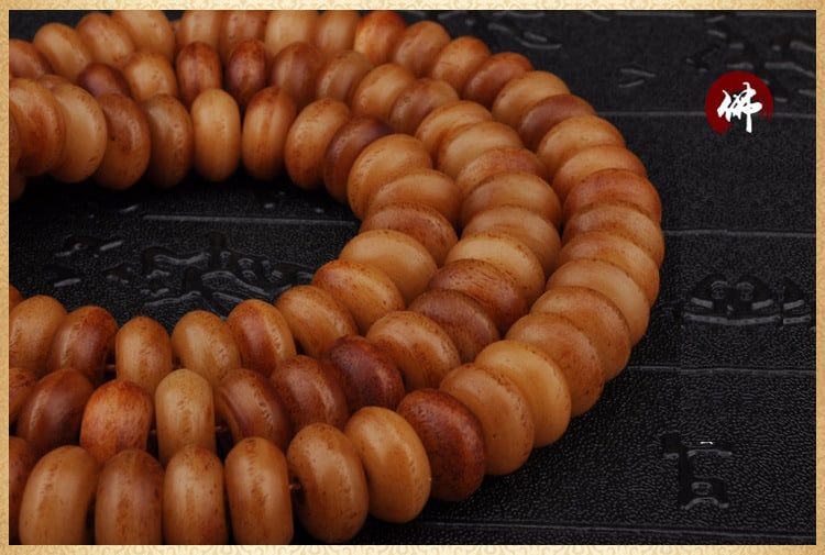 Chinese Tibet Old Yak Horn Bead Prayer Necklace Rosary 108 beads - 2
