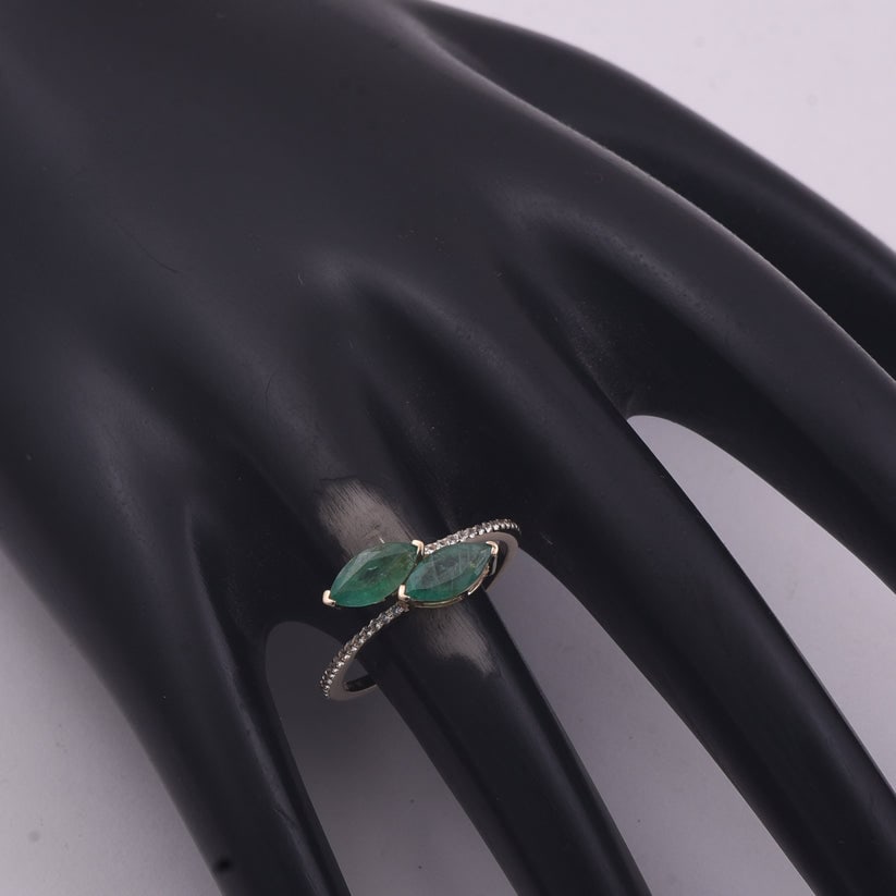1.20 Ct Marquise Emerald 9K Gold Ring - 2