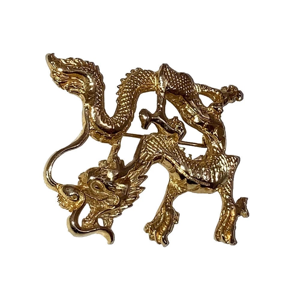 Vogue Jewelry Gold Plated Chinese Dragon Pin - 3