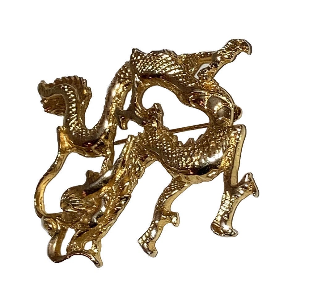 Vogue Jewelry Gold Plated Chinese Dragon Pin - 4