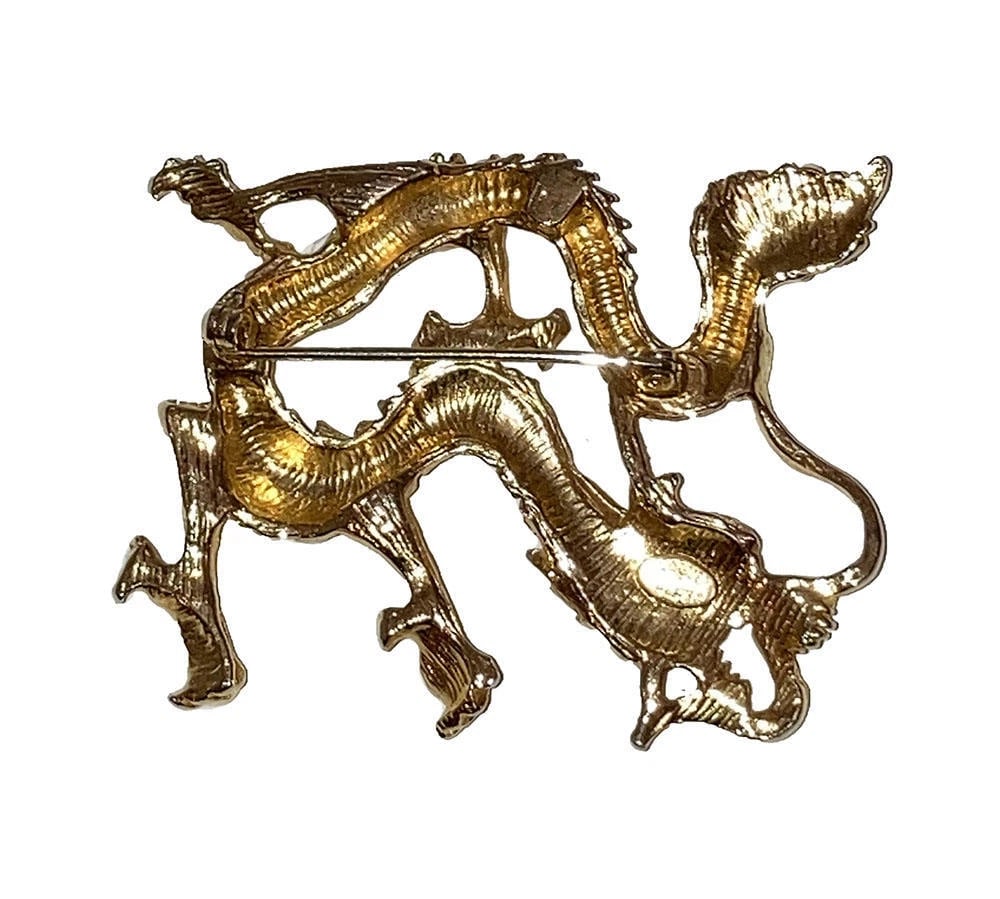 Vogue Jewelry Gold Plated Chinese Dragon Pin - 5