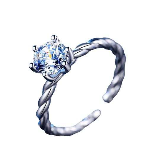 Twisted Shank Round 1CT Moissanite Solitaire Engagement 925 silver Ring - 6