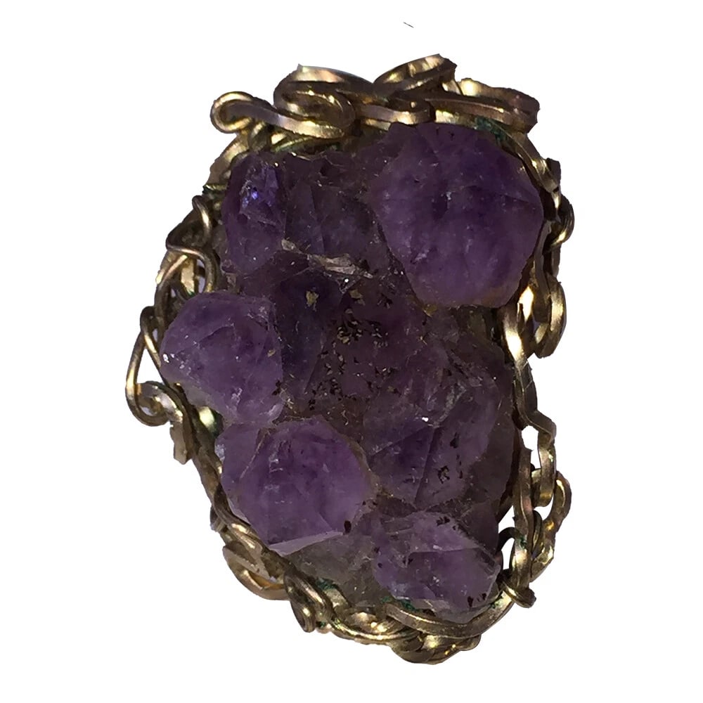 Artisan Amethyst Druzy Ring with Gold Filled Wire - 3
