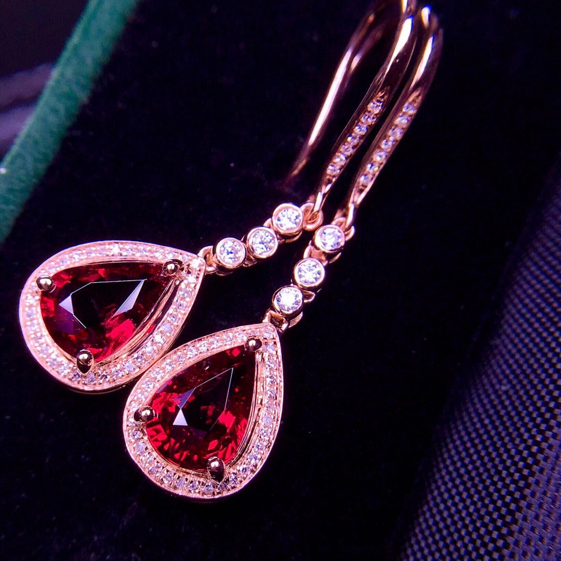 14K GOLD 2.8 CT NATURAL TOURMALINE & DIAMOND EARRINGS - 2