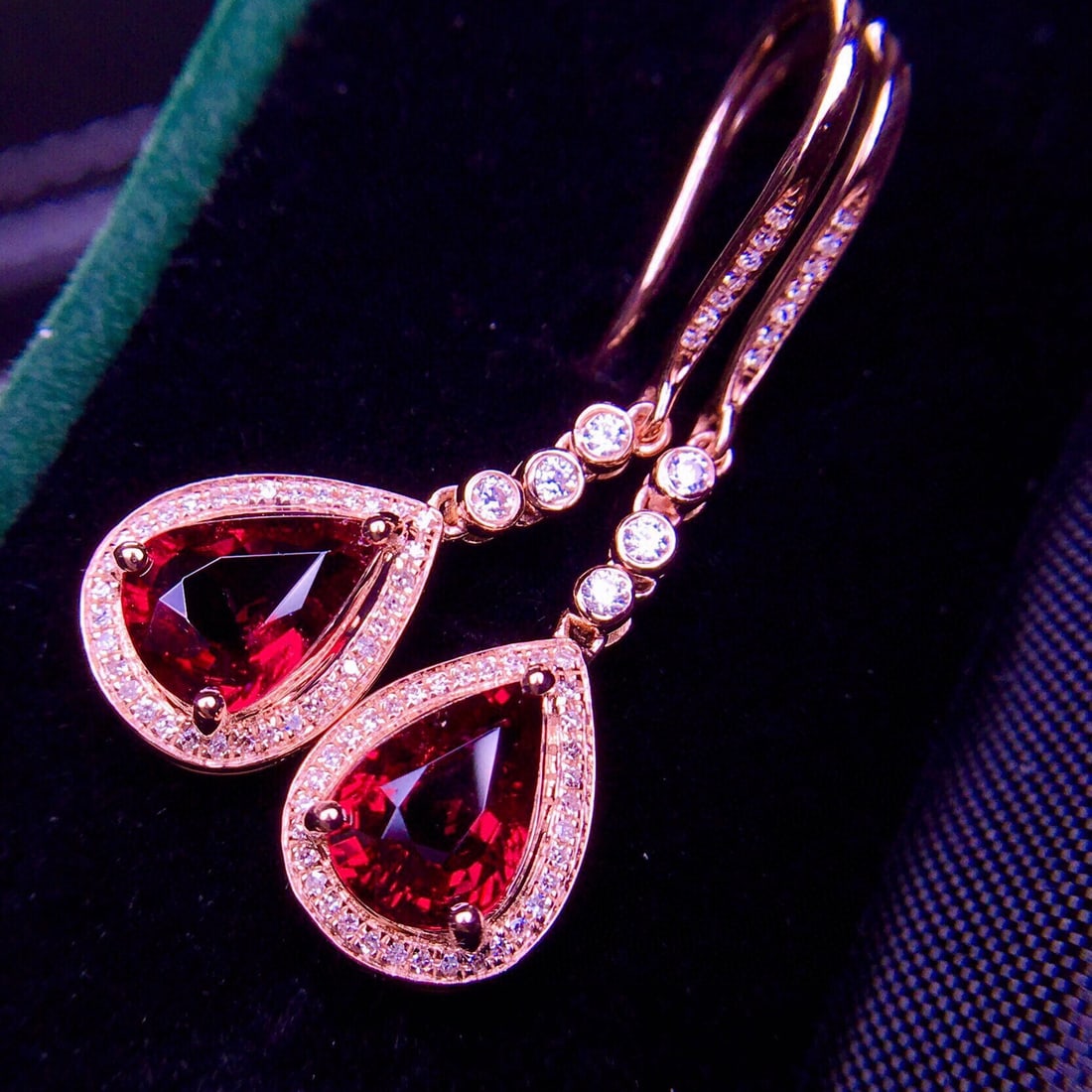 14K GOLD 2.8 CT NATURAL TOURMALINE & DIAMOND EARRINGS - 5