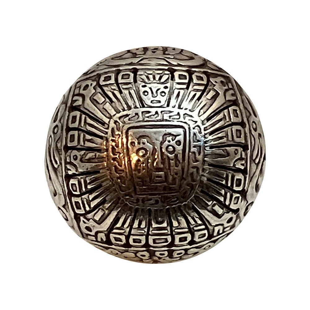 Hand Made Peruvian Sterilng Calender Dome Ring - 2