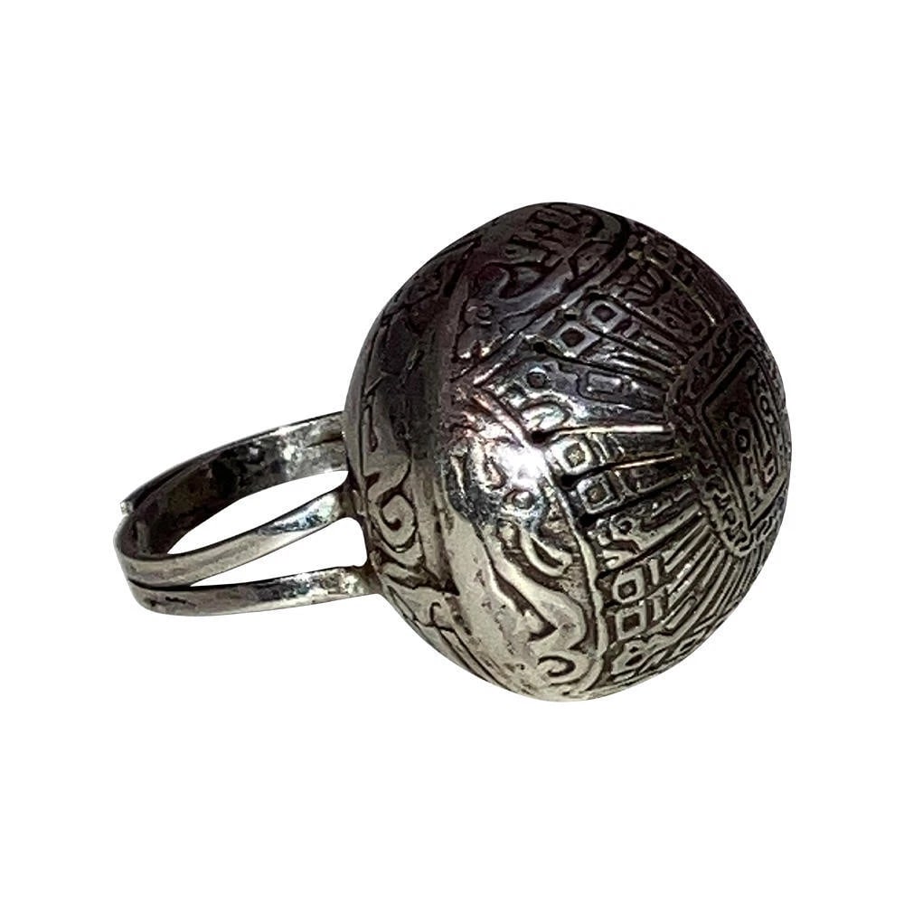 Hand Made Peruvian Sterilng Calender Dome Ring - 4
