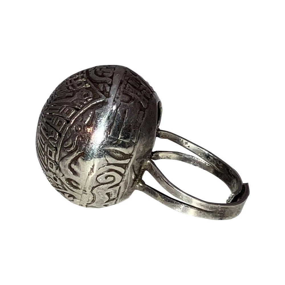 Hand Made Peruvian Sterilng Calender Dome Ring - 6