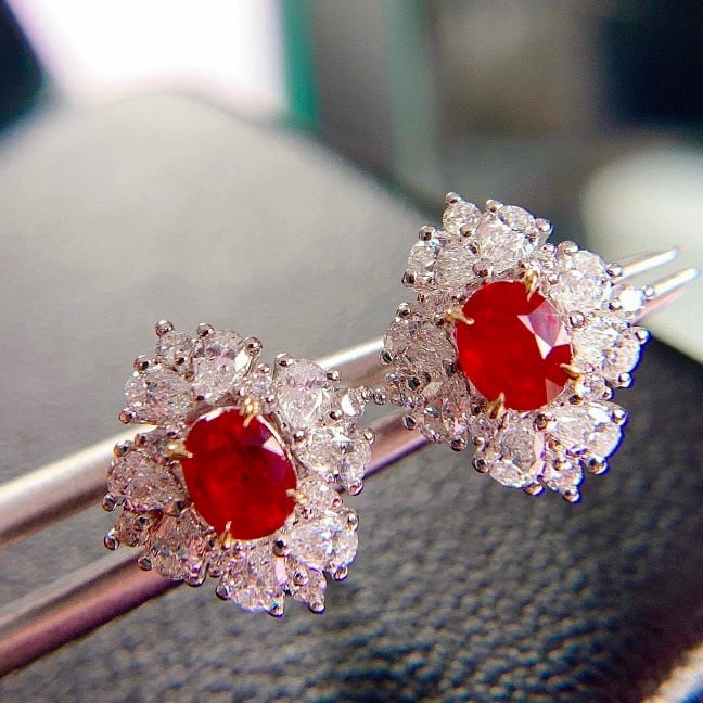 14K GOLD 1.33 CTW NATURAL RUBY & DIAMOND EARRINGS - 2