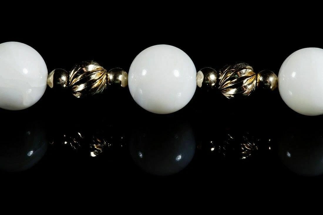 Angel Skin Coral and 14 kt Gold Necklace - 5