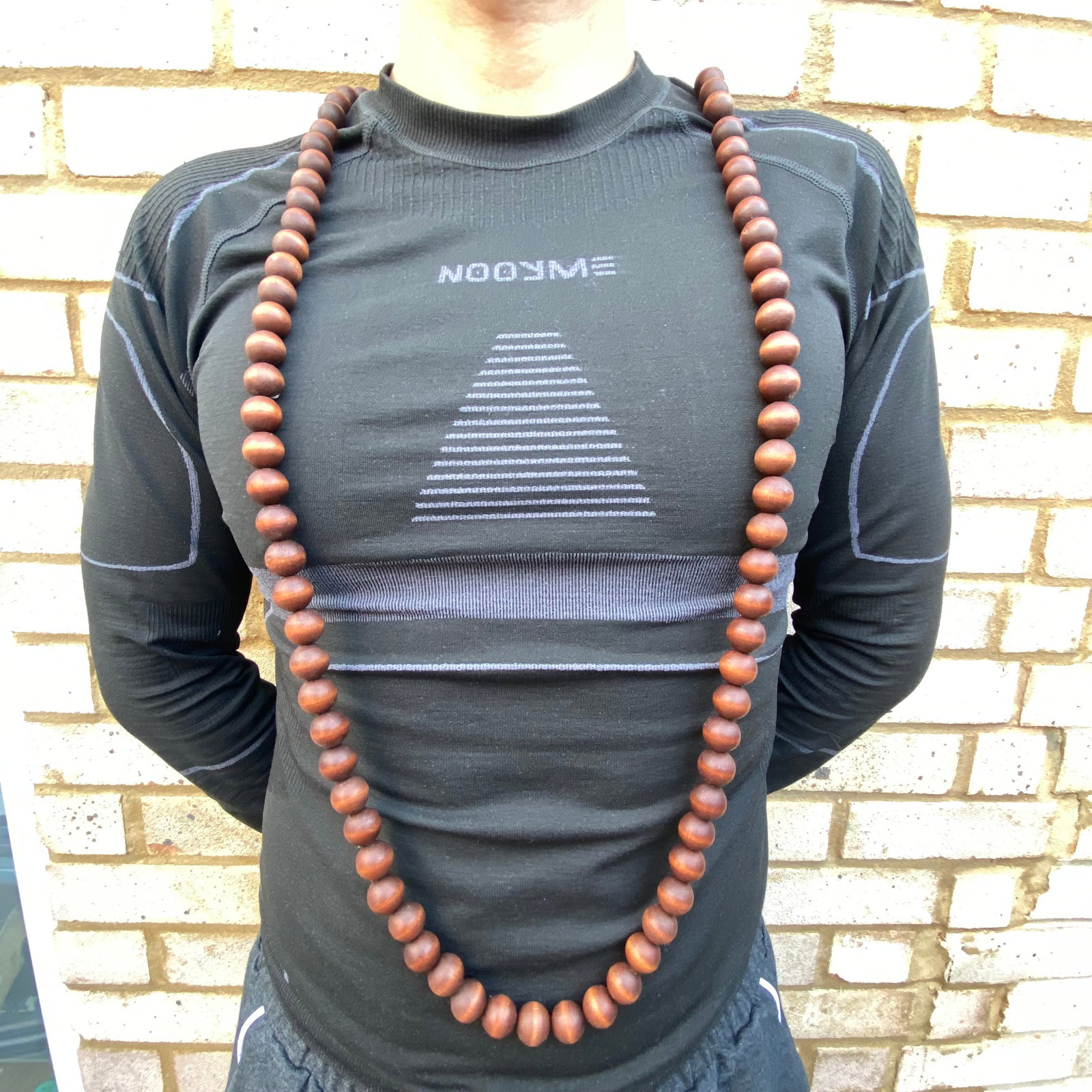 Vintage Rosewood 85 large wooden beads cat eye effect Necklace - 7