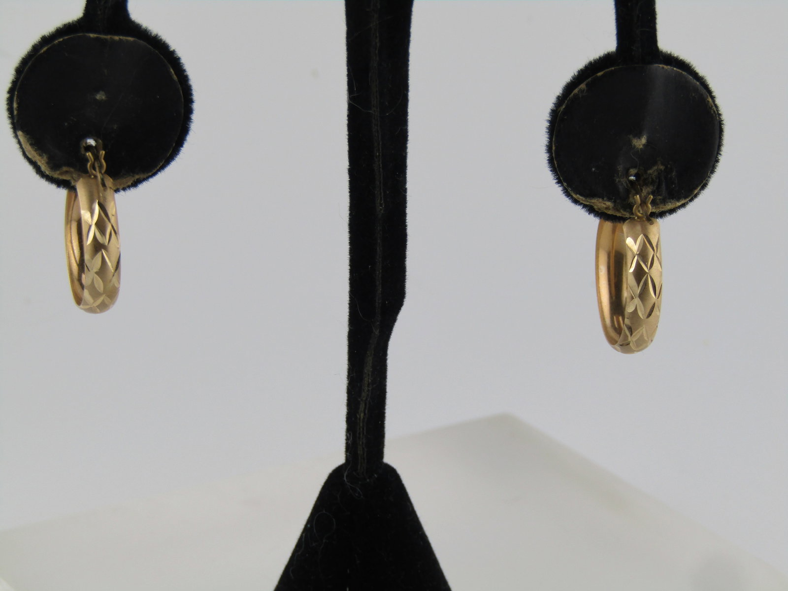 Vintage 10kt Gold Hoop Earrings, Diamond Cut, 1970's-1980's, 1" - 3