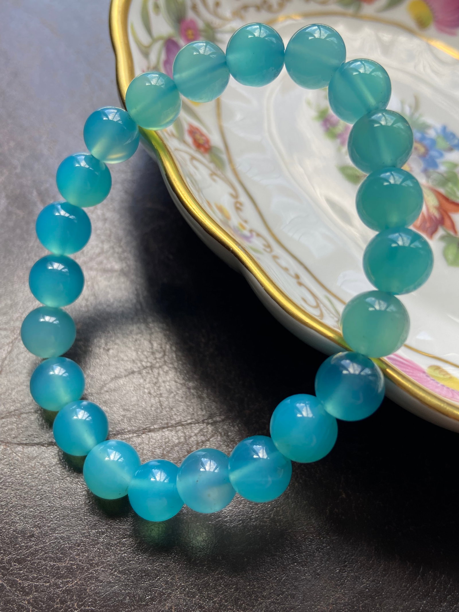 8mm Natural Gemstone Aquamarine beads bracelet - 2