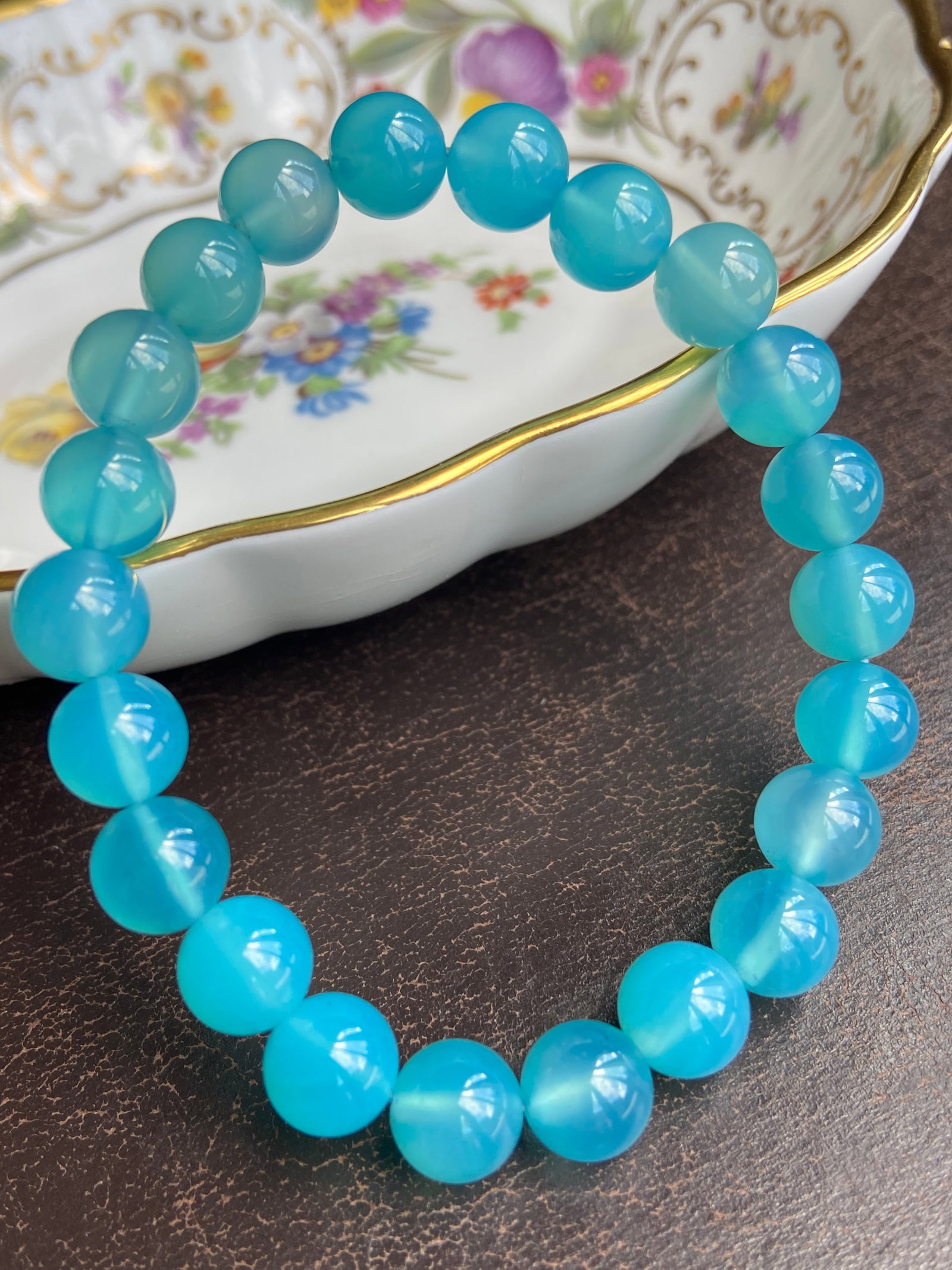 8mm Natural Gemstone Aquamarine beads bracelet - 6