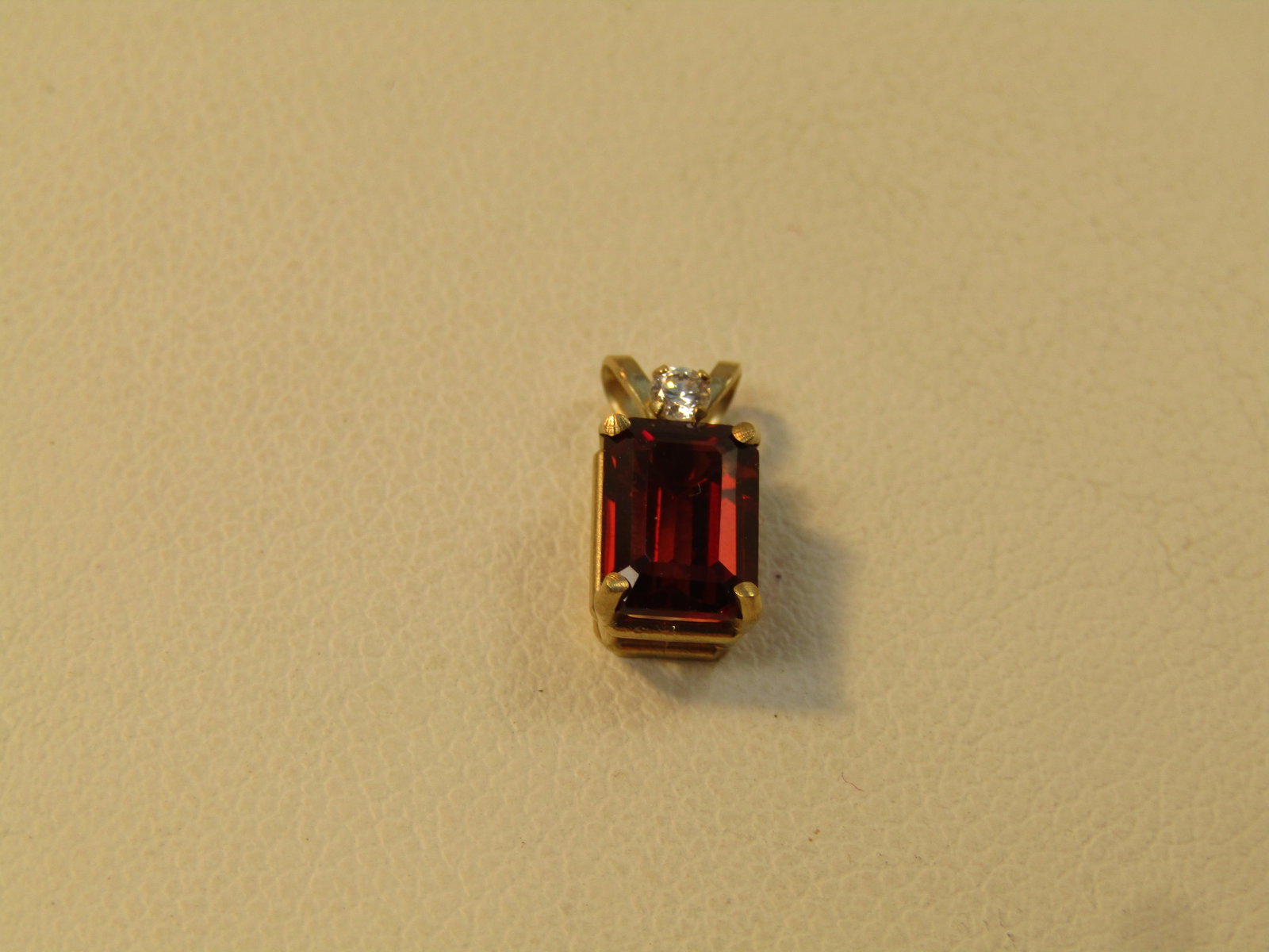 Vintage 10kt Garnet CZ Pendant, Signed, 1970's-1980's - 4