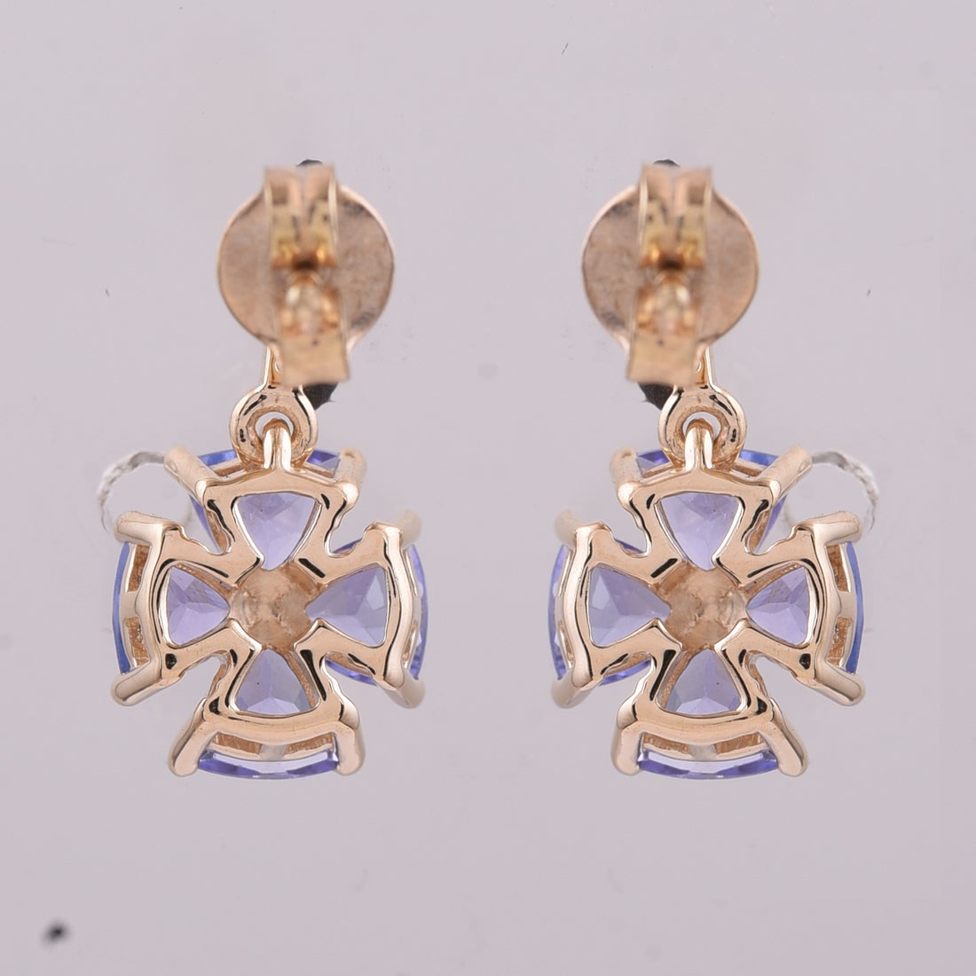 1.68 Ct Trillion Tanzanite 9K Gold Earrings - 4