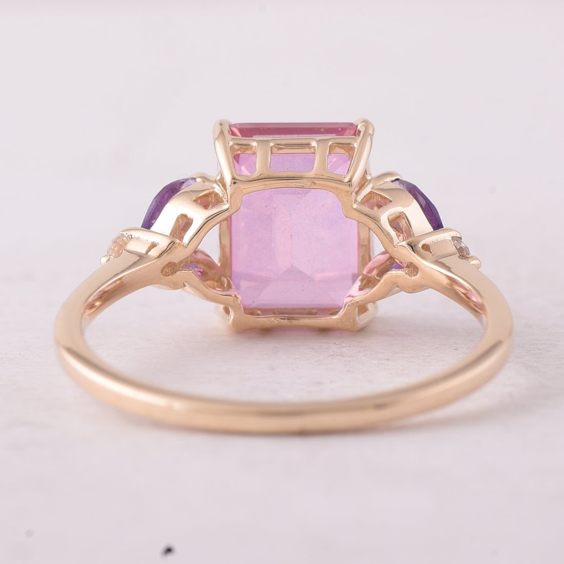 3.07 Ct Octagon Pink Topaz 9K Gold Ring - 3