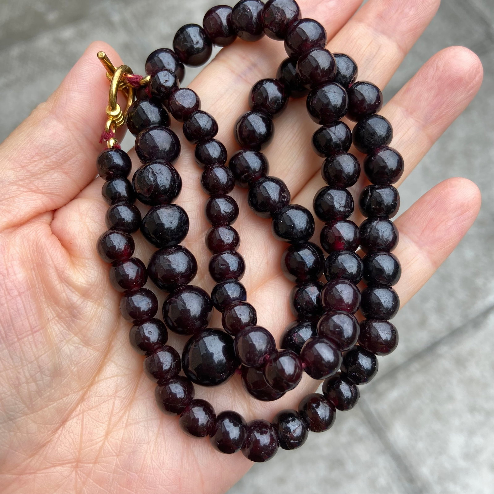 Antique Tunbled Almandine Garnet, 13mm large natural Garnet beads necklace with 18k Gold plated - 3