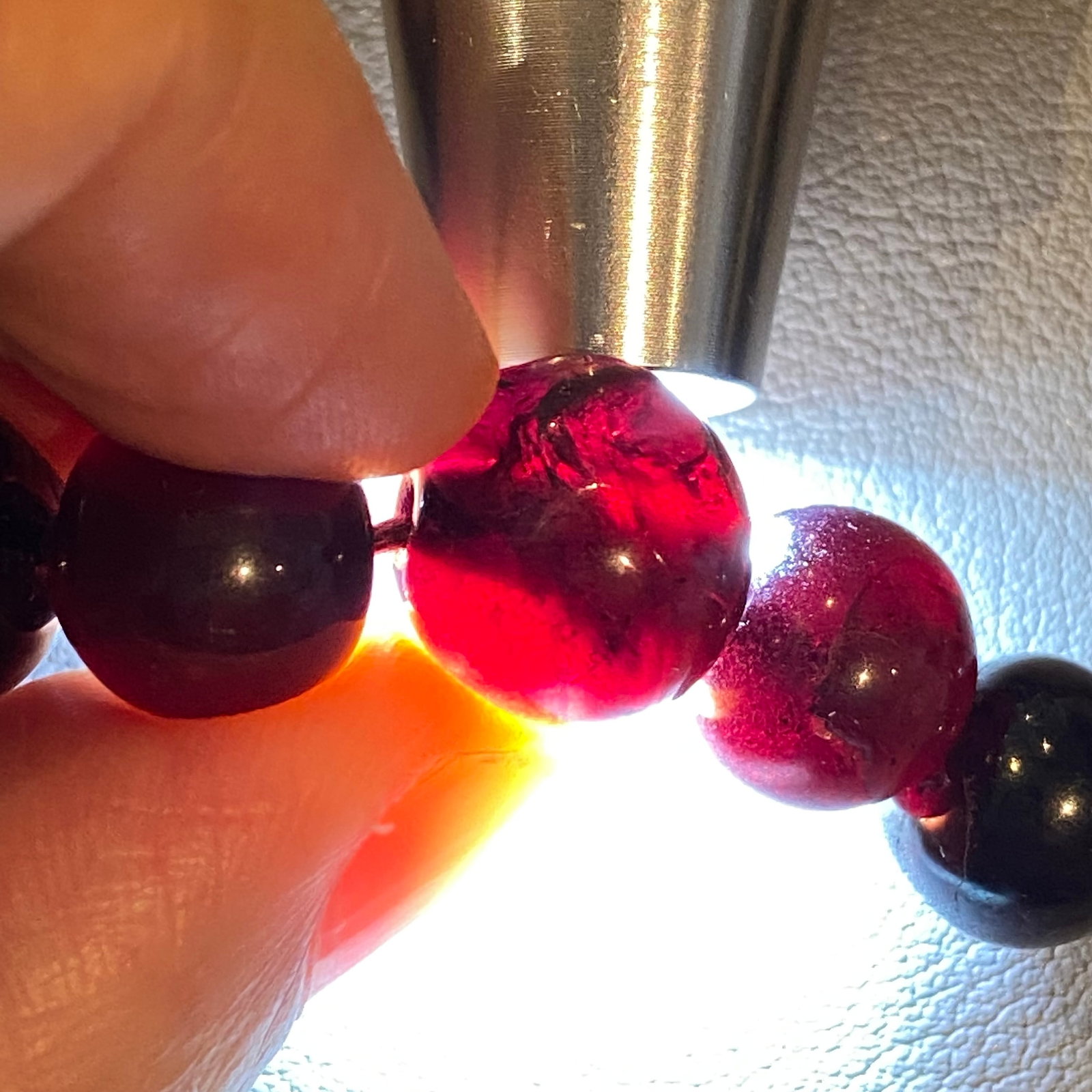 Antique Tunbled Almandine Garnet, 13mm large natural Garnet beads necklace with 18k Gold plated - 4